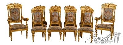 L70724: Set of 14 French Louis XIV Style Gold Gilt Carved Throne Dining Chairs - Image 1 of 4