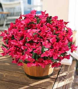 Flores artificiales de invierno para exteriores, 4 paquetes de flores de buganvilla falsas U... - Imagen 1 de 9