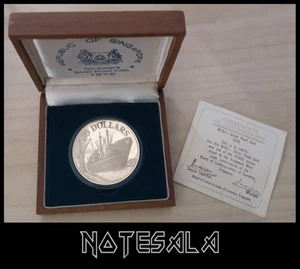 SINGAPORE SINGAPUR 10$ DOLLARS 1976 CARGO SHIP Silver Coin + BOX + COA ""RARE"" - Picture 1 of 6