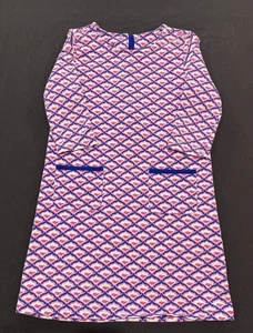Vineyard Vines Girls Whale Tail 3/4 Sleeve Dress Size Large 14 Pink Navy - Picture 1 of 6