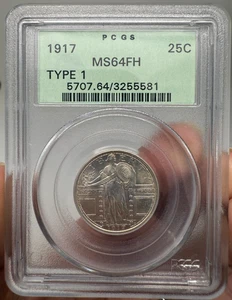 1917 T-1 25C Standing Liberty Quarter PCGS MS-64 FH Green Label - Picture 1 of 5