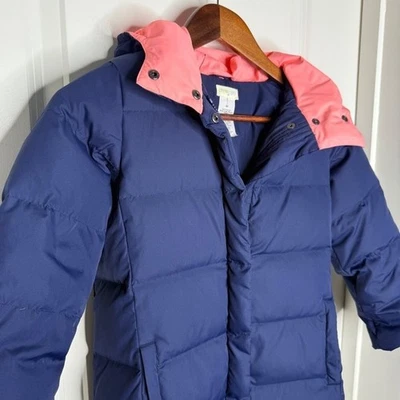 Crewcuts por J. Casaco acolchoado Crew azul marinho coral com capuz preenchimento infantil tamanho 6 7 - Imagem 1 de 4