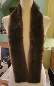 Vintage Nerz Kragen Schal Durchziehen Schlitz Halswärmer 52" x 3 1/2" - Bild 1 von 5