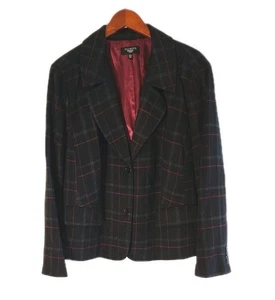 Talbots Women's Blazer Size 22W Black Burgundy Jacket Career Preppy - Picture 1 of 9