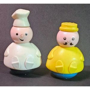 Vintage Fisher Price Weebles 1970 3 Men In A Tub Butcher Candle Maker - Picture 1 of 11