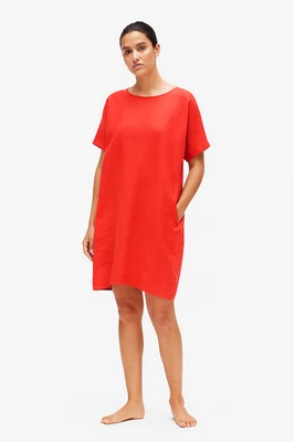 NWT Eileen Fisher Organic Handkerchief Linen Boxy Shift in Geranium Dress M - Image 1 of 4
