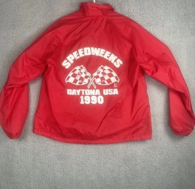 Vintage Daytona 500 Jacket Speedweeks 1990 Red Windbreaker Taylor Made Nascar L - Image 1 of 4