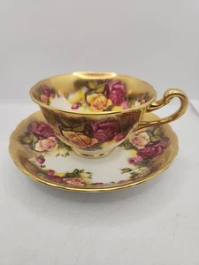 Vintage Royal Chelsea Golden Rose  Bone China Teacup and Saucer England - Picture 1 of 6