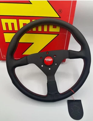 MOMO MonteCarlo 350mm 14' Genuine Leather Thickened Spoke Sport Steering Wheel Foto 1 de 3