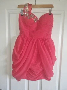 BNWT Rare Woman's Pink One Shoulder Strap Short Drape Dress, Size 10. - Picture 1 of 6