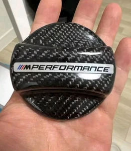 REAL CARBON FIBRE BMW PERFORMANCE FILLER FUEL CAP COVER G20 G30 F10 F20 F30 F32 - Picture 1 of 3