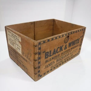 Vintage Black & White Blended Scotch Whiskey James Buchanan Wood Crate MICHIGAN - Picture 1 of 11