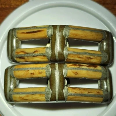 Pinzas para zapatos Art Deco de la década de 1920 de colección aleta caramelo celuloide plata maceta metal Foto 1 de 4