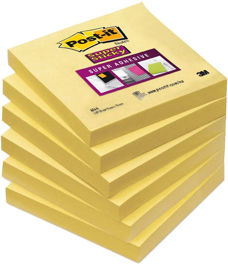 Post-it® Super Sticky Notes Haftnotizen extrastark 654-S6 gelb, 6 Blöcke