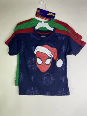 Marvel Spider-Man Holiday Christmas 2 Piece Tee T-Shirt Top Boys Size 6 - Image 1 of 4