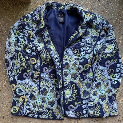 CHAQUETA R Q T ACOLCHADA LIGERA Cremallera Completa Manga Larga FLORAL Talla Grande Foto 1 de 4
