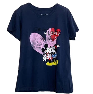 Disney Store Womens Tee Large Minnie Loves Mickey Organic Cotton - Picture 1 of 5