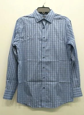 Camisa social Murano masculina xadrez Tattersall manga longa botão para cima desempenho 15 33 - Imagem 1 de 4