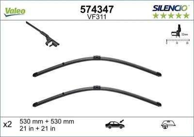 PAR DE ESCOBILLAS LIMPIAPARABRISAS VALEO Silencio 530 mm 21" se adapta a AUDI TT Roadster 8N 8N1955425D Foto 1 de 4