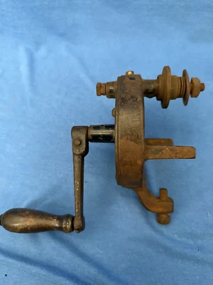 Antique Table-Mount Hand Crank Sharpener Grinder Rosewood Handle Black NO Stone - Image 1 of 4