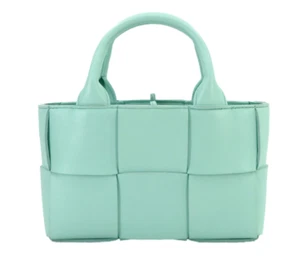 BOTTEGA VENETA Candy Arco Mini 2WAY Tote Light Blue Intrecciato Bag EXC - Picture 1 of 8