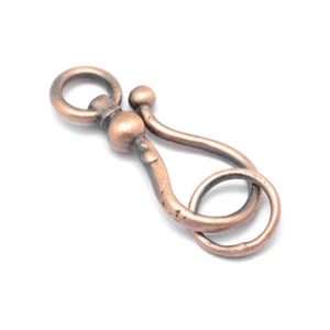 10 Sets Red Copper Brass Fish Hook Clasps w/ Ring Loop Closure Findings 42.5mm - Picture 1 of 3