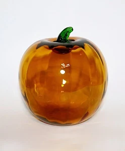 Vástago verde calabaza vidrio soplado a mano ámbar óptico naranja Blenko 6-1/2" - Imagen 1 de 15