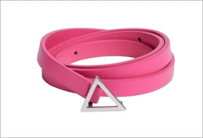 NWT Auth Bottega Veneta Leather Belt Triangle Buckle Bon Bon Pink Skinny 85 34 - Image 1 of 4