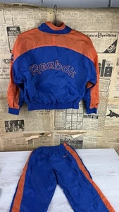 Vintage Reebok Shell Track Suit Kids Youth M Blue 90s Logo Retro New Old Stock - Picture 1 of 11