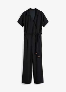 Neu Jumpsuit mit Bindeband Gr. 40/42 Schwarz Damenjumpsuit Kurzarm-Overall - Bild 1 von 1