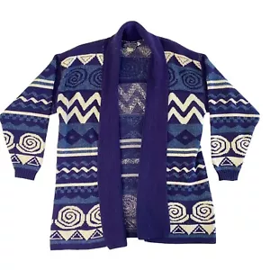 JJ Browne Vintage Cardigan Sweater Size M Blue Southwestern Pattern USA Made - Picture 1 of 9
