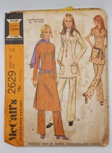 McCalls 1970 Sewing Pattern #2629 Tunic Top Pants Size 14 Bust 36 Hip 38 Uncut - Picture 1 of 2