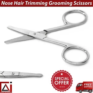 PROBE SAFETY MUSTACHE EAR NOSE PET GROOMING DOG SCISSORS STRAIGHT SILVER NEW CE - Picture 1 of 5