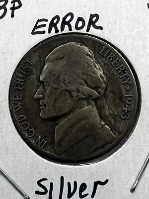 1943 P Jefferson Nickel Silver War 5c - Lamination Error Coin - Image 1 of 4