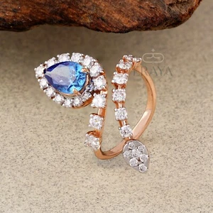 3.79 Ct Pear Simulated Diamond Ring SGL Certified 14k Rose Gold - Picture 1 of 4