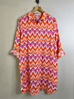 Chicos Shirt Dress Size 3.5 Or 18 Linen Button Front Knee Length Pockets Bright