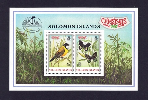 Solomon Islands China Exhibition Mini Sheet MUH $3 1997 Christmas Birds Cover