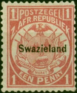 Swaziland 1889 1d Carmine SG1 Fine MM - Picture 1 of 1