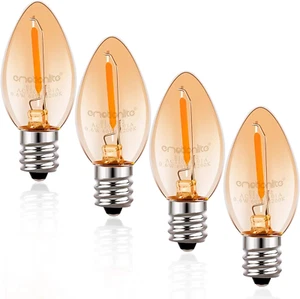 Night Light Bulbs, Amber LED C7 Bulb, 4W 5W 6W 7W Equivalent, E12 Candelabra Bas - Picture 1 of 12