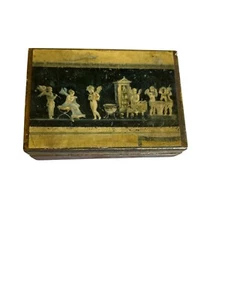 Vintage Italian Gold & Red Lacquer Trinket Box Classical Scene Florentine - Picture 1 of 4