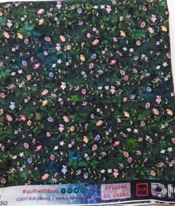 1 Yd Fleur Couture Night Blossoms RJR Cotton Fabric Green w/Small Flowers - Picture 1 of 4