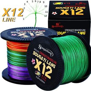 Super Strong 12 Strands Braided Fishing Line Multifilament Saltwater Fishing New