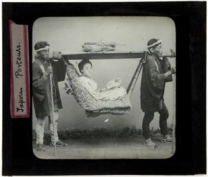 Japon.Japan.Porteurs.Animée.Personnages.Lantern Magic slide.Projection.Lanterne. - Picture 1 of 1
