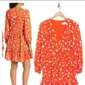 ELIZA J Floral Suplice Tiered Coral Dress Women’s Size 8 NWT - Picture 1 of 11