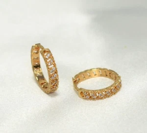 Gold Filled CZ Huggie Earrings, Dainty Circle Hoops, CZ Earrings, For her, Women - Picture 1 of 10