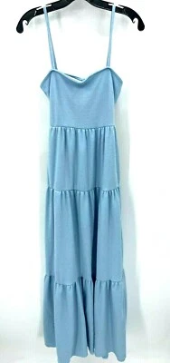 Nasty Gal платье женщин 10 синий без рукавов ярусный ретро Y2K 90-х макси Flowy богемное - Изображение 1 из 4