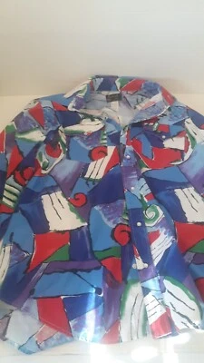 RUDDOCK Bros VTG Abstract Western Style Pearl Snap Shirt 16.5 35 Long Tail..NICE - Image 1 of 3
