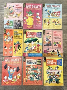 Lot of 9 Vintage Walt Disney’s Comics & Stories Gold Key 12¢ Donald Mickey 1960s - Picture 1 of 20