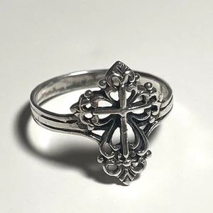 Vintage Sterling Silver Ornate Cross Ring Size 10 - R86 - Picture 1 of 7