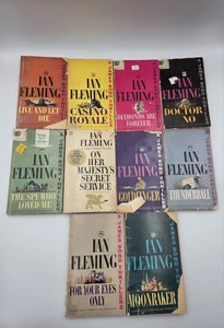 Vtg Ian Fleming James Bond 007 Book Lot 10 Paperbacks 1950's Thriller Spy READ - Picture 1 of 9